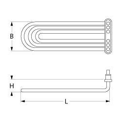 Värmare 3000W 230V L 398mm Expansion Flänsanslutning Flat Sticks 6.3 mm Pipe Ø 63mm VK 3 H 24mm