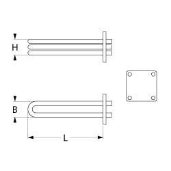 Värmare 9000W 230V L 322mm 4-håls flänsanslutning M4 Pipe Ø 63mm VK 3 LA 67/45mm H 68mm