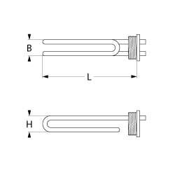 Uppvärmningsläckor 1500W 230V L 150mm skruvflänsanslutning Flat Sticks 6.3 mm Tråd 1 