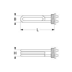 Värmare 2200W 230V L 165mm Skruvflänsanslutning M4 Tråd 1¼ 