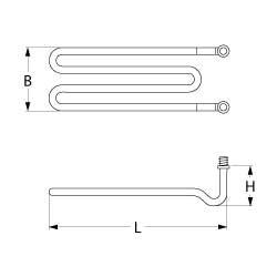 Värmare 2200W 230V L 325mm 2-håls anslutningsanslutning Flat Plug 6.3 mm Tråd M14