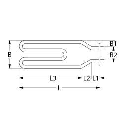 Värmare 2000W 230V L 435mm L1 20mm L2 60mm L3 355mm B1 52mm B2 61mm Square Flang