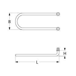 Uppvärmningsläckor 1500W 230V L 254mm 2-håls First Feel Connection Flat Plug 6.3 mm Tråd M10