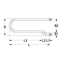 Uppvärmningselement 2200W 230V L 476mm W 100mmthread 1/4 