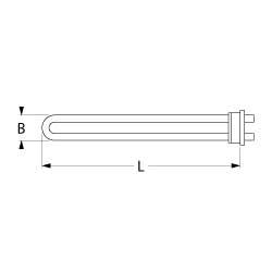 Värmare 2500W 230V L 455mm anslutning Flat Sticks 6,3 mm rör Ø 85mm VK 1 B 37mm