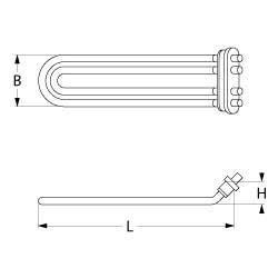 Värmare 4500W 230V L 170mm Expansion Flänsanslutning Flat Sticks 6,3 mm VK 3 H 45mm B 59mm