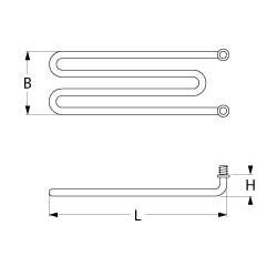 Värmare 2500W 230V L 313mm 2-håls anslutningsanslutning Flat Plug 6.3 mm Tråd M10