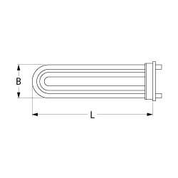 Värmare 2500W 230V L 285mm Expansion Flänsanslutning Flat Sticks 6,3 mm Pipe Ø 85mm VK 2 B 65mm