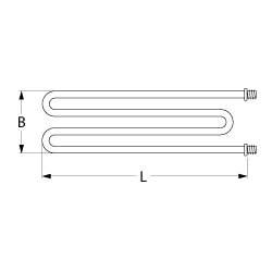 Värmare 2700W 230V L 350mm 2-håls fästanslutning Flat Plug 6.3 mm Tråd 1/4