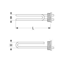 Uppvärmningsläckor 1500W 230V L 160 mm skruvflänsanslutning Flat Sticks 6.3 mm Tråd 1 