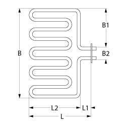 Värmare 3300W 230V L 240mm L1 24mm L2 220mm B1 174mm B2 33mm Square Fläns anslutning M5