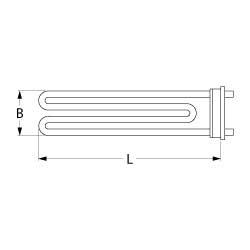 Värmare 2000W 230V L 395mm Expansion Flänsanslutning Flat Sticks 6.3 mm Pipe Ø 85mm VK 1 B 57mm