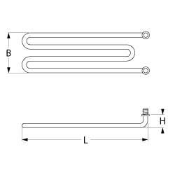 Värmare 1650W 230V L 490mm Grill 2-håls anslutningsanslutning M4 Tråd 1/4 