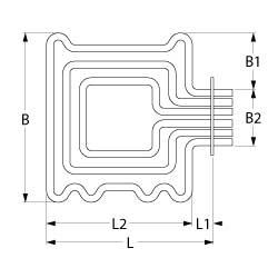 Värmare 2750W 230/400V L 529mm L1 30mm L2 499mm B1 247mm B2 127mm Square Flang