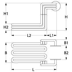 Värmare 6000W 230/400V L 300mm L1 65mm L2 235mm B1 59mm B2 134mm B3 250mm H1 220mm