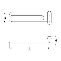 Värmare 1850-2020W 230-240V L 245mm Expansion Flänanslutning Flat Sticks 6.3 mm