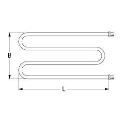 Värmare 1000W 230V L 290mm 2-håls anslutningsanslutning Flat Plug 6.3 mm Tråd M12