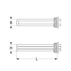 Värmare 6000W 230V L 320mm Skruvflänsanslutning M4 Tråd 2 