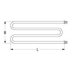 Uppvärmningsläckor 1500W 230V L 646mm 2-håls First Feel Connection Flat Plug 6.3 mm Tråd M10