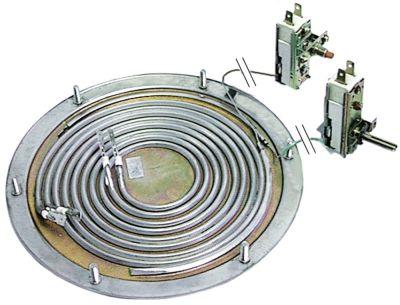 Uppvärmningsbotten 1800W 230V VK 2 Ø 196mm BA 180mm Fästtråd M5 Säkerhetstermostat 250 ° C