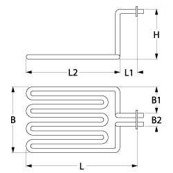 Värmare 2000W 230V L 213mm L1 38mm L2 175mm B1 85mm B2 26mm Square Flang