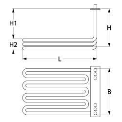 Uppvärmningselement 8000W 400V VK 3 L 335mm B 150mm H 270mm fyrkantig flänsanslutningskabel