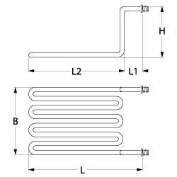 Värmare 3300W 220V L 325mm L1 82mm L2 245mm 2-hålsanslutningsanslutning Flat Plug 6.3 mm