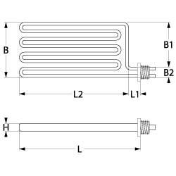 Värmare 8000W 230/400V L 555mm L1 20mm L2 535mm B1 160mm B2 15mm 1-håls fästning