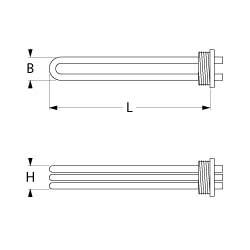 Värmare 7500W 230V L 410mm Skruvflänstråd 1 1/4 