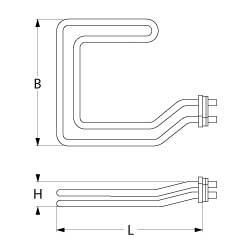 Värmare 2500W 230V L 190mm Tryckflänsanslutning Flat Sticks 6.3 mm Pipe Ø 85mm VK 1 H 47mm