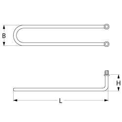 Värmare 870W 95V L 495mm 2-håls först Känsla anslutning M4 Tråd M14x1.5 Pipe Ø 85mm VK 1