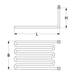 Värmare 2000W 230V L 324mm 2-håls First Feel Connection Flat Plug 6.3 mm Tråd M14