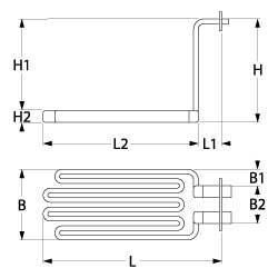 Värmare 6000W 230/400V L 272mm L1 20mm L2 252mm Square Flang Connection Cable VK 3