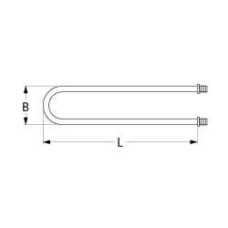 Värmare 650W 230V L 265mm 2-håls fästtråd M15x1 rör Ø 10mm VK 1 H 10mm B 55mm BA 45mm