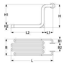 Värmare 6000W 230/400V L 367mm L1 90mm L2 277mm B1 50mm B2 75mm H1 229mm H2 17mm