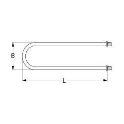 Värmare 2000W 230V L 465mm 2-håls First Feel Connection M4 Tråd M14X1.5 PIPE Ø 85