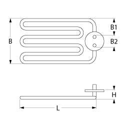 Värmare 2800W 230V L 235mm rund fläns med gängad bult