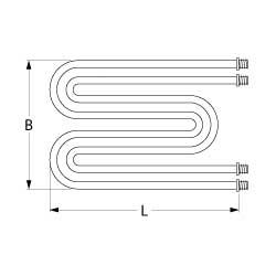 Värmare 3200W 230V L 493mm 4-håls fästanslutning Flat Plug 6.3 mm Tråd M14