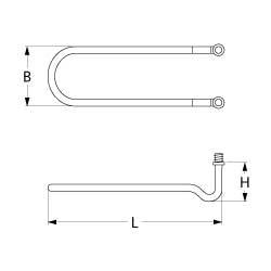 Värmare 1600W 230V L 275mm 2-håls anslutningsanslutning Flat Plug 6.3 mm Tråd M10