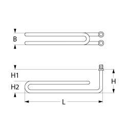 Värmare 3000W 230V L 358mm H2 37mm 2-håls anslutningsanslutning Flat Plug 6.3 mm