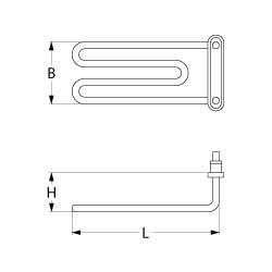 Värmare 2000W 230V L 280mm Expansion Flang Connection M4 Pipe Ø 85mm VK 1 H 22mm B 78mm