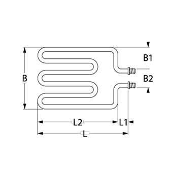 Värmare 2000W 230V L 160mm L1 40mm L2 120mm B1 50mm B2 34mm 2-håls fästning