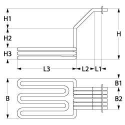 Värmare 13000W 230/400V L 385mm L1 40mm Mmm L2 30mm Mmm Mmmmmmm Mmm Mmmmmmm Mmm B2 92mm H1 30mm H2 200mm