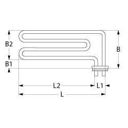 Värmare 1300W 230V L 380mm L1 31mm L2 345mm