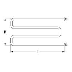 Uppvärmningsläckor 1500W 230V L 375mm Skruvanslutningstråd M12 PIPE Ø 85mm VK 1 B 350mm BA 325mm