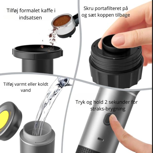 Silver bärbar 3-i-1 espressomaskin