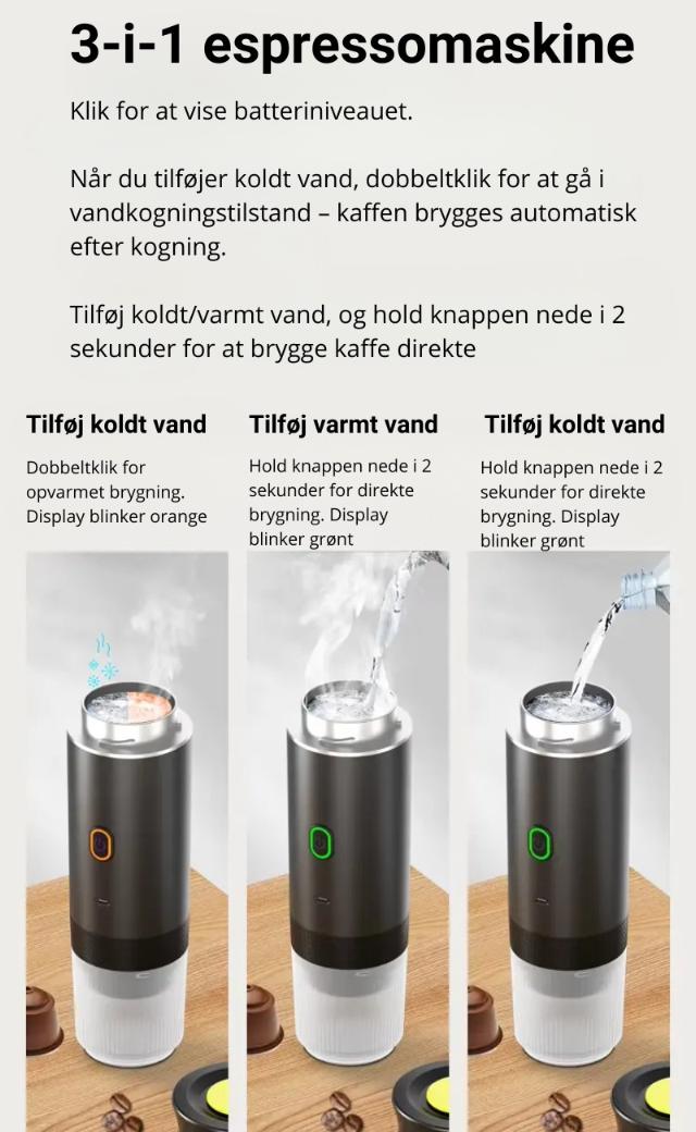 Silver bärbar 3-i-1 espressomaskin