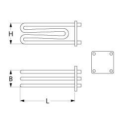 Värmare 9000W 240V L 202mm flänsanslutning Kabelrör Ø 63mm VK 3 LA 60/64mm