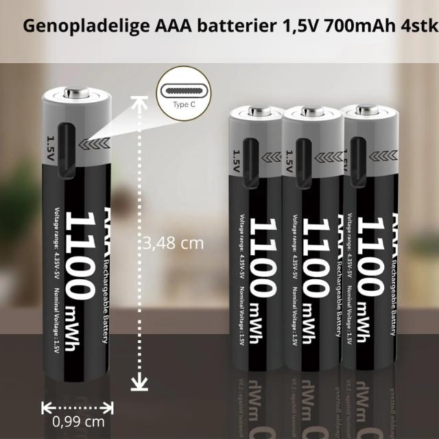 Uppladdningsbara AAA-batterier 1,5V 700mAh 4st