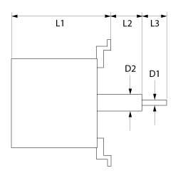 Flektmotor 230V 0,06/0,19 kW 50Hz -Faser 1 930/1425o/min L1 150mm L2 52mm L3 35mm D1 Ø 10mm